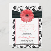 Coral Black Gerbera Daisy Bridal Shower Kaart (Voorkant / Achterkant)