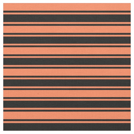 Coral & Black Pattern van Stripes Stof (Close Up)