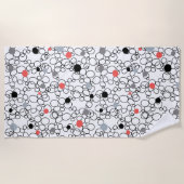 Coral Black White Circles Stippen Strandlaken (Voorkant)