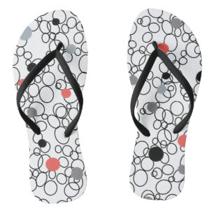 Coral Black White Circles Stippen Teenslippers