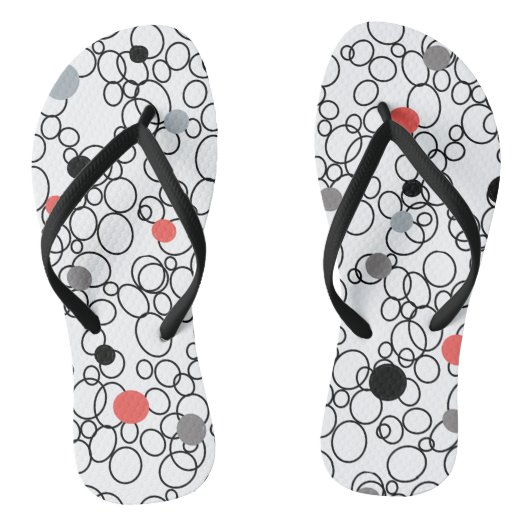Coral Black White Circles Stippen Teenslippers (Voetbed)