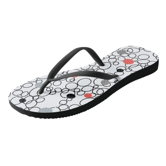 Coral Black White Circles Stippen Teenslippers (Schuin)