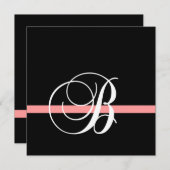 Coral Black White Monogram B Weddenschap Kaart (Voorkant / Achterkant)