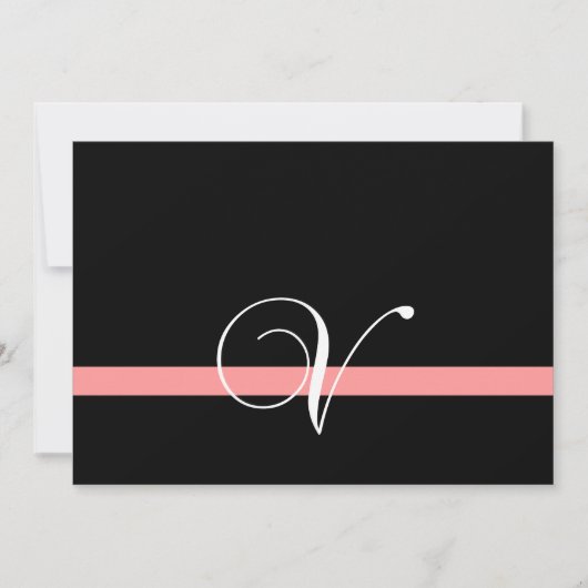 Coral Black White Monogram V Weddenschap Kaart (Voorkant)
