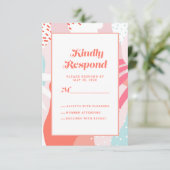 Coral Blauwgroen Geometric Artistic | Modern Abstr RSVP Kaartje (Staand voorkant)