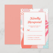 Coral Blauwgroen Geometric Artistic | Modern Abstr RSVP Kaartje (Voorkant / Achterkant)