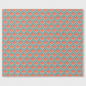 Coral Blauwgroen White Moroccan Quatrefoil #5DS Cadeaupapier (Vlak)