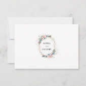 Coral Bloemen Bruiloft RSVP Kaart met QR Code (Achterkant)