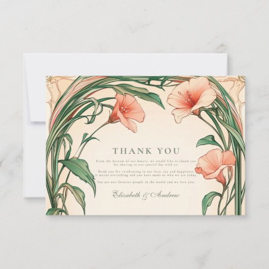 Coral Bloom bruiloft Bedankkaart (Voorkant)