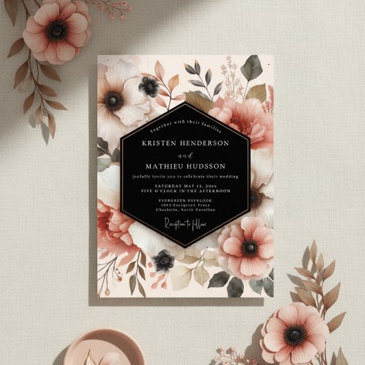 Coral Bloom Ethereal Wedding Kaart
