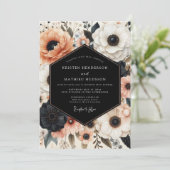 Coral Bloom Opulent Wedding Kaart (Staand voorkant)