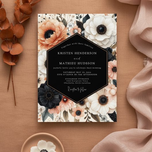 Coral Bloom Opulent Wedding Kaart