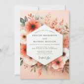 Coral Bloom Romance Wedding Kaart (Voorkant)