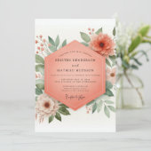 Coral Bloom Whimsy Wedding Kaart (Staand voorkant)