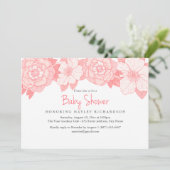 Coral Blooming Baby shower Invitation Kaart (Staand voorkant)