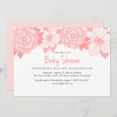 Coral Blooming Baby shower Invitation Kaart (Voorkant / Achterkant)