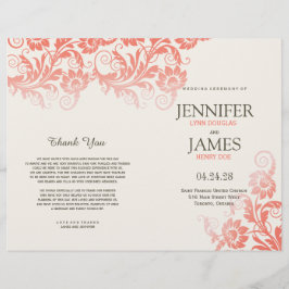 Coral Blooming Elegance Wedding Programs