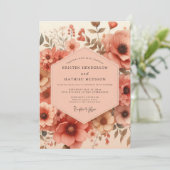 Coral Blossom Artistry Wedding Kaart (Staand voorkant)