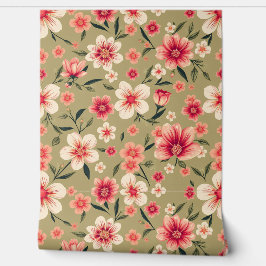 Coral Blossom Oasis: -geïnspireerde Bloemen Behang