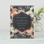 Coral Blossom Romance Wedding Kaart (Staand voorkant)