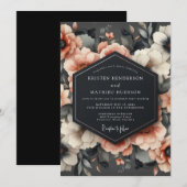 Coral Blossom Romance Wedding Kaart (Voorkant / Achterkant)
