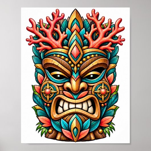 Coral Blossom Tiki Poster (Voorkant)