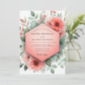 Coral Blossom Whimsical Wedding Kaart (Staand voorkant)