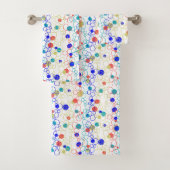 Coral Blue Aqua Lime Green Circles Stippen Bad Handdoek (Insitu)