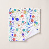 Coral Blue Aqua Lime Green Circles Stippen Bad Handdoek (Wasdoekje)