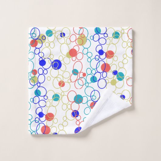 Coral Blue Aqua Lime Green Circles Stippen Bad Handdoek (Wasdoekje)