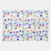 Coral Blue Aqua Lime Green Circles Stippen Theedoek (Horizontaal)