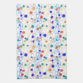 Coral Blue Aqua Lime Green Circles Stippen Theedoek (Verticaal)