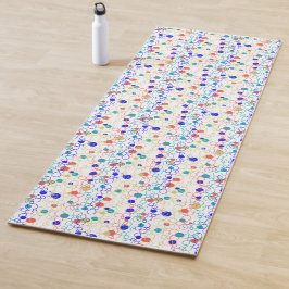 Coral Blue Aqua Lime Green Circles Stippen Yogamat
