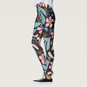 Coral Blue Bloemen Donkere Print Leggings (Links)