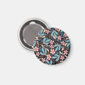 Coral Blue Bloemen Donkere Print Magneet (Voorkant / Achterkant)
