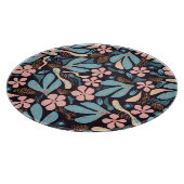 Coral Blue Bloemen Donkere Print Snijplank (Hoek)