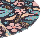 Coral Blue Bloemen Donkere Print Snijplank (Hoek)