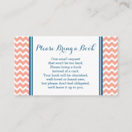 Coral Blue Chevron Baby shower Boek Aanvraag Kaart