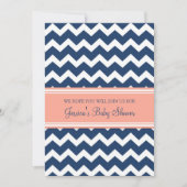 Coral Blue Chevron Custom Baby Shower Invitaties Kaart (Voorkant)
