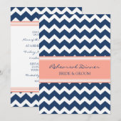 Coral Blue Chevron Rehearsal Dinner Party Kaart (Voorkant / Achterkant)