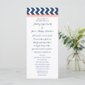 Coral Blue Chevron Wedding Programma Programmakaart (Staand voorkant)