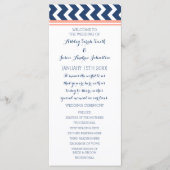 Coral Blue Chevron Wedding Programma Programmakaart (Voorkant)