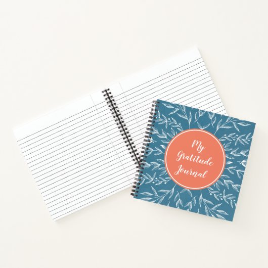 Coral & Blue Custom Gratitude Journal Notitieboek (Binnen)