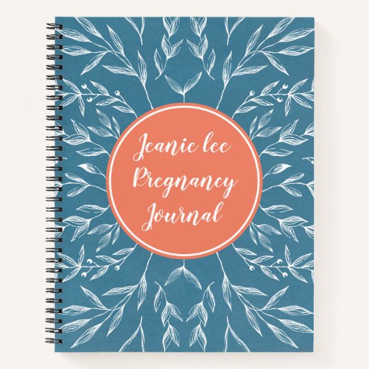 Coral & Blue Custom Pregnancy Journal Notitieboek (Voorkant)