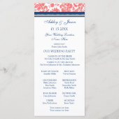 Coral Blue Damask Wedding Program Programmakaart (Achterkant)