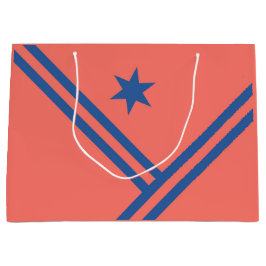 Coral Blue Diagonal Stripes Star Modern Graphic Groot Cadeauzakje