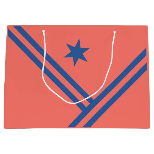 Coral Blue Diagonal Stripes Star Modern Graphic Groot Cadeauzakje (Voorkant)