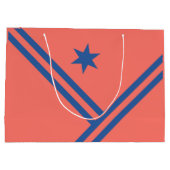 Coral Blue Diagonal Stripes Star Modern Graphic Groot Cadeauzakje (Achterkant)