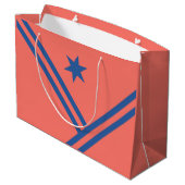Coral Blue Diagonal Stripes Star Modern Graphic Groot Cadeauzakje (Achterkant Gekanteld)