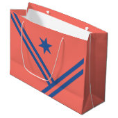 Coral Blue Diagonal Stripes Star Modern Graphic Groot Cadeauzakje (Voorkant Gekanteld)